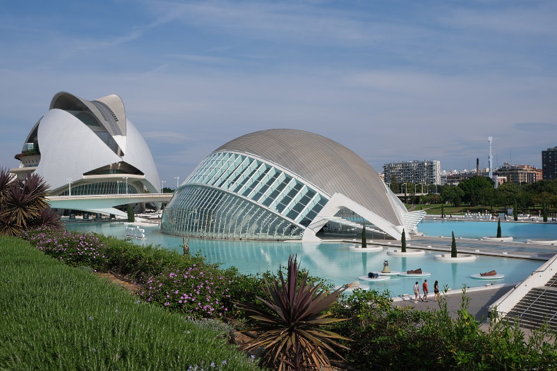 Panoramic view of the City of Arts and Sciences in Valencia, Spain