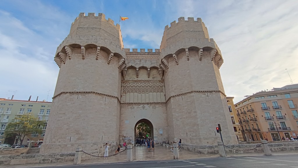 Torres de Serranos, the historic city gate towers in Valencia, Spain