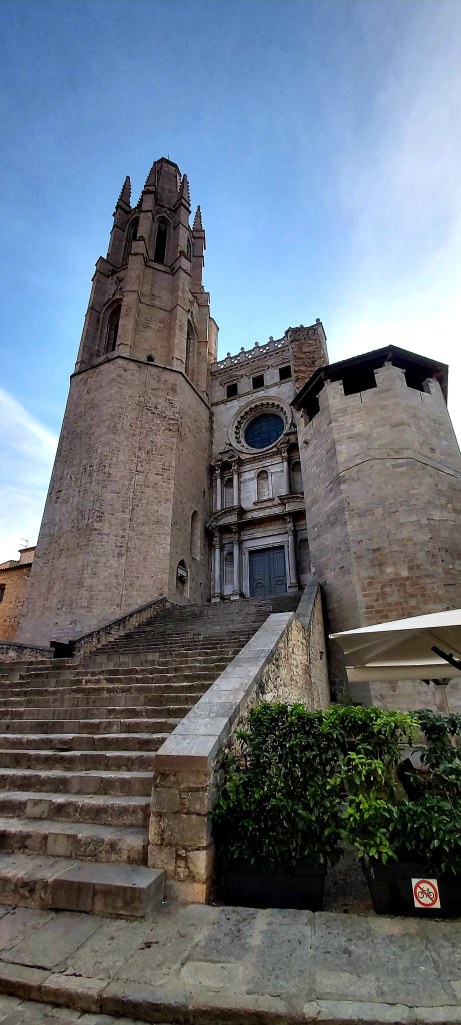Girona’s old town featuring Gothic cathedrals and historic buildings along narrow medieval streets.