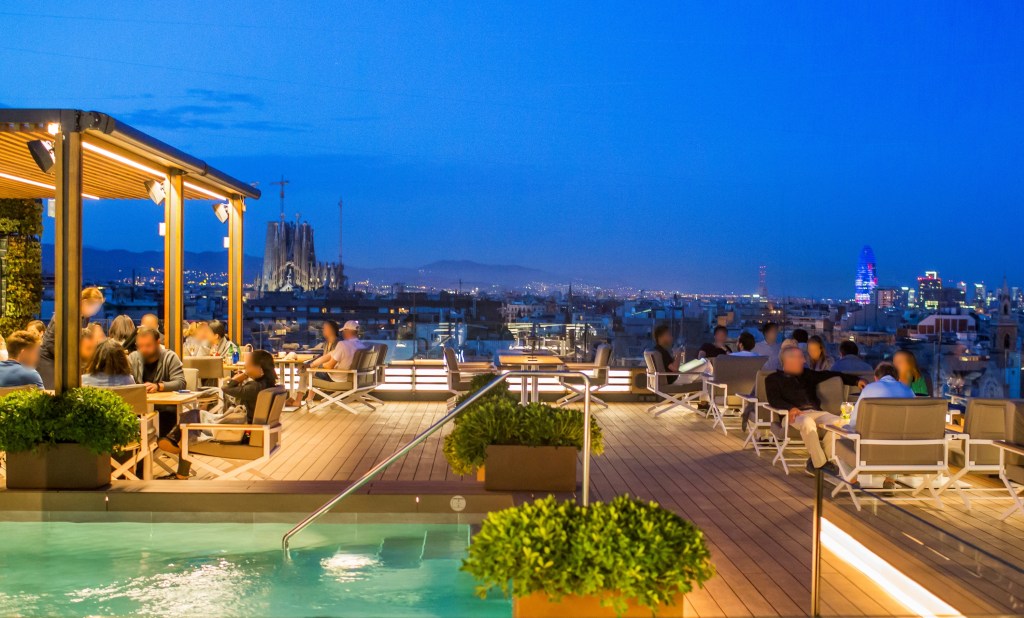 La Dolce Vitae rooftop bar at Majestic Hotel with panoramic Barcelona views