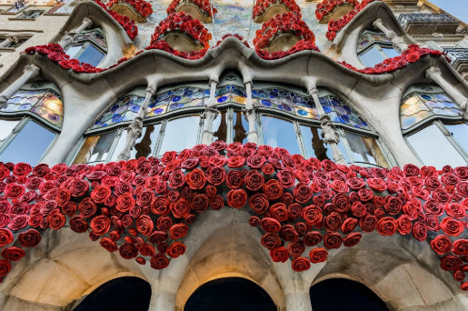 Roses and books displayed together during Sant Jordi celebrations.